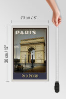 Holzschild Reise 20x30 cm Paris Frankreich Arc de Triomphe Deko Schild