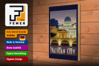 Holzschild Reise 20x30 cm Vatican City Brücke Kuppel Deko Schild