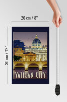 Holzschild Reise 20x30 cm Vatican City Brücke Kuppel Deko Schild