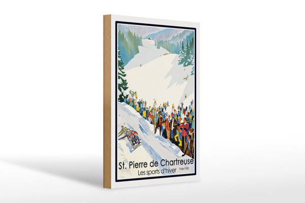 Holzschild Reise 20x30 cm St. Pierre de Chartreuse Les sport d´hiver Schild
