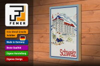 Holzschild Reise 20x30 cm Schweiz Hotel Wintersport Deko Schild