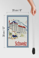 Holzschild Reise 20x30 cm Schweiz Hotel Wintersport Deko Schild