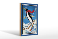 Holzschild Reise 20x30 cm Schweiz Stoos Pinguin auf Ski Deko Schild