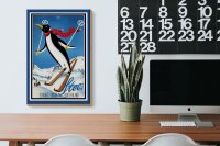Holzschild Reise 20x30 cm Schweiz Stoos Pinguin auf Ski Deko Schild
