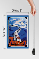 Holzschild Reise 20x30 cm Zermatt Schweiz Gornergrat Zug Deko Schild