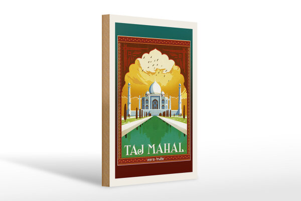 Holzschild Reise 20x30 cm Taj Mahal Agra India Deko Schild
