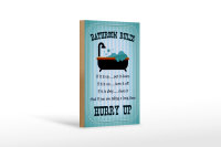 Holzschild Spruch 12x18cm Bathroom Rules if it is up put