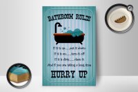 Holzschild Spruch 12x18cm Bathroom Rules if it is up put