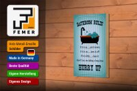 Holzschild Spruch 12x18cm Bathroom Rules if it is up put
