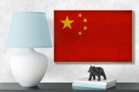 Holzschild Flagge 18x12cm China Fahne Wanddeko