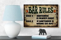 Holzschild Spruch 18x12 cm Bier Bar Rules Bartender always Dekoration