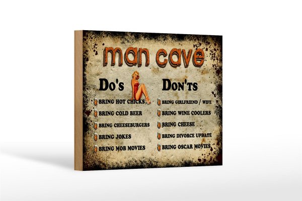 Holzschild Spruch 18x12cm Man Cave Do´s Don´ts