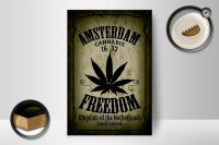 Holzschild Cannabis 12x18cm Amsterdam freedom Kingdom