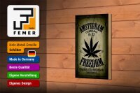 Holzschild Cannabis 12x18cm Amsterdam freedom Kingdom