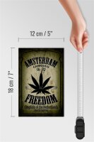 Holzschild Cannabis 12x18cm Amsterdam freedom Kingdom