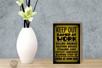 Holzschild Spruch 12x18cm Keep out gamer at work enter