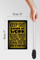 Holzschild Spruch 12x18cm Keep out gamer at work enter