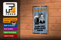 Holzschild Spruch 12x18cm Man cave Bier manly men doing