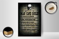 Holzschild Spruch 12x18cm Man cave rules wine spritzers