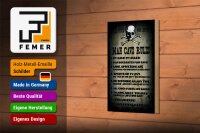 Holzschild Spruch 12x18cm Man cave rules wine spritzers