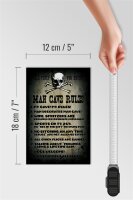 Holzschild Spruch 12x18cm Man cave rules wine spritzers
