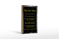 Holzschild Spruch 12x18cm Man cave Rules no sitting Spot
