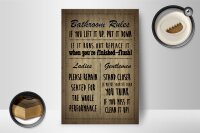 Holzschild Spruch 12x18cm Bathroom Rules Ladies Gentlemen