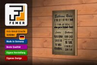 Holzschild Spruch 12x18cm Bathroom Rules Ladies Gentlemen