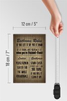 Holzschild Spruch 12x18cm Bathroom Rules Ladies Gentlemen