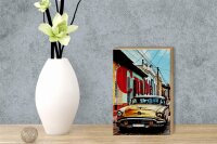 Holzschild Spruch 12x18cm cuba altes gelbes auto oldtimer