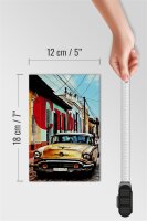Holzschild Spruch 12x18cm cuba altes gelbes auto oldtimer