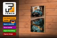 Holzschild Spruch 12x18cm Cuba Auto blau Oldtimer