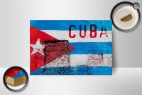 Holzschild Flagge 18x12cm Cuba Fahne auf eine Mauer