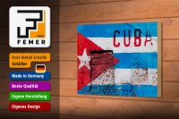 Holzschild Flagge 18x12cm Cuba Fahne auf eine Mauer