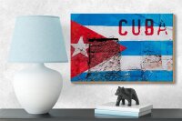 Holzschild Flagge 18x12cm Cuba Fahne auf eine Mauer