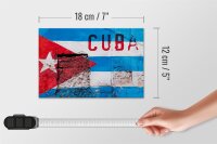 Holzschild Flagge 18x12cm Cuba Fahne auf eine Mauer
