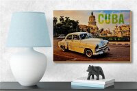 Holzschild Spruch 18x12cm Cuba Auto weisser Oldtimer