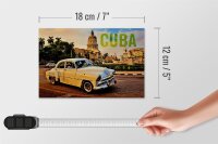 Holzschild Spruch 18x12cm Cuba Auto weisser Oldtimer