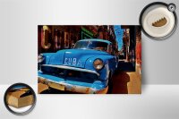 Holzschild Spruch 18x12cm Cuba Auto blauer Oldtimer