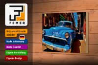 Holzschild Spruch 18x12cm Cuba Auto blauer Oldtimer