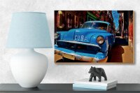 Holzschild Spruch 18x12cm Cuba Auto blauer Oldtimer