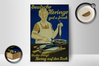 Holzschild Spruch 12x18cm Fisch Deutsche Heringe gut frisch