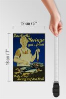 Holzschild Spruch 12x18cm Fisch Deutsche Heringe gut frisch