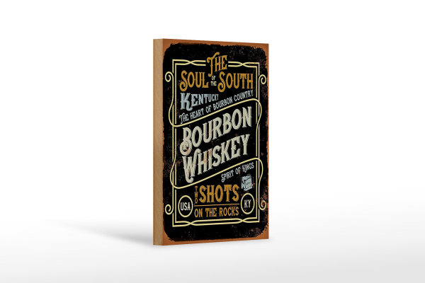 Holzschild Spruch 12x18cm Bourbon Whiskey shots on rocks