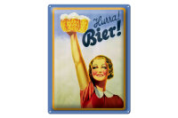 Blechschild Alkohol 30x40 cm Hurra Bier Frau mit...