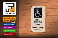 Holzschild Spruch 12x18cm Rolli parking only all others
