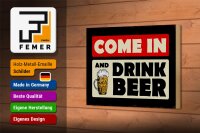 Holzschild Spruch 18x12cm come in and drink beer Bier