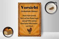 Holzschild Spruch 12x18cm Vorsicht freilaufende Hühner