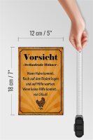 Holzschild Spruch 12x18cm Vorsicht freilaufende Hühner