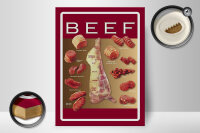 Holzschild Metzgerei 30x40 cm beef cut verschiedene Stücke vom Fleisch Schild